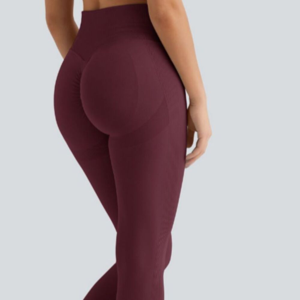 Halara Seamless Flow Scrunch Butt High Waist Active Leggings Burgundy Size Small